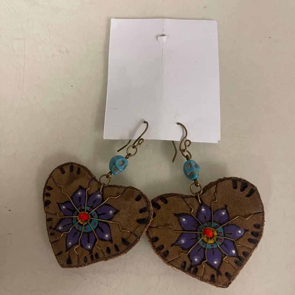 handcrafted Real Leather artisan earrings